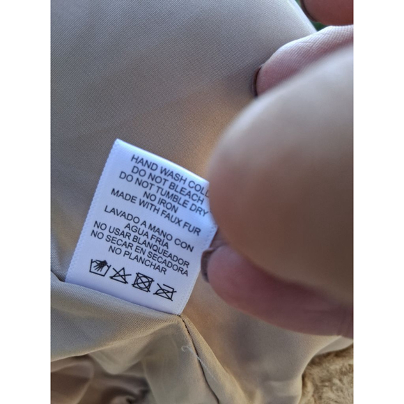 Women's Love Tree Beige Faux Fur Hooded Teddy Jacket Size S - Picture 9 of 12